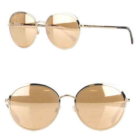 chanel round signature sunglasses gold